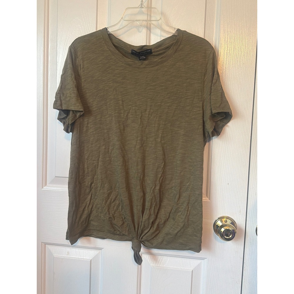 Social Standard by Sanctuary One and Only Tee Olive Green Front Tie Knot XL NEW